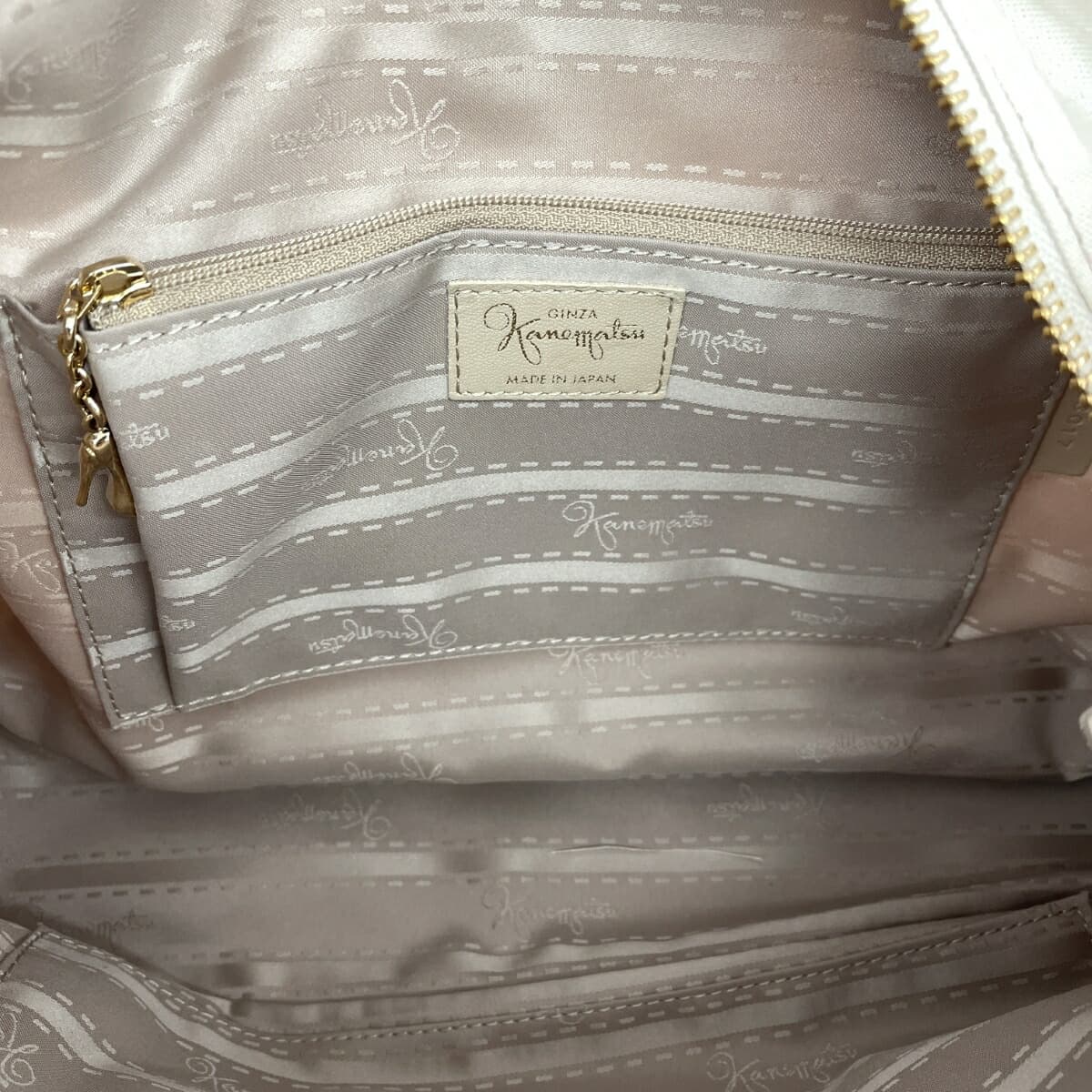 Ginza Kanematsu Mesh Tote Bag Organdy Floral Pattern Embroidery Leather Beige Ladies 8