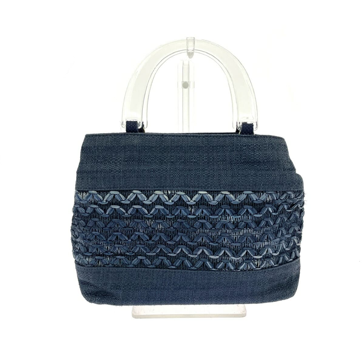 Alessandro Meucci 2WAY Handbag, Plastic Handle, Paper, Navy, Ladies