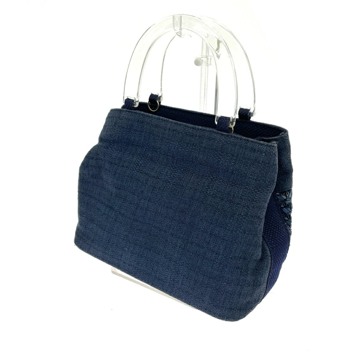 Alessandro Meucci 2WAY Handbag, Plastic Handle, Paper, Navy, Ladies 3