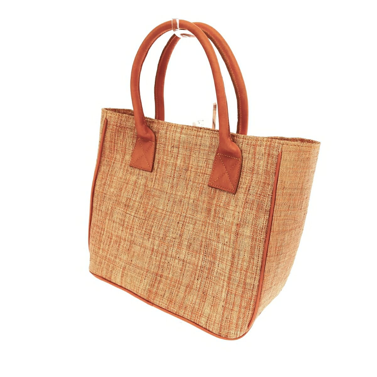 Serpui Marie basket bag in good condition, bird pattern, made of natural grass, orange, for ladies 3