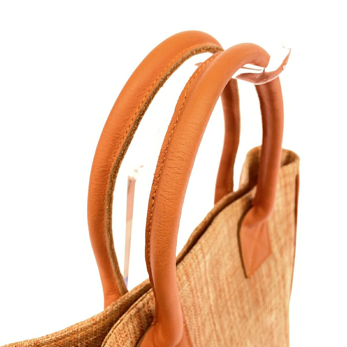 Serpui Marie basket bag in good condition, bird pattern, made of natural grass, orange, for ladies 4