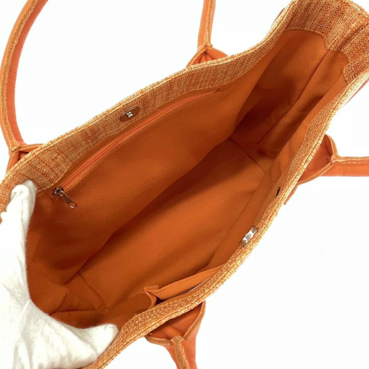 Serpui Marie basket bag in good condition, bird pattern, made of natural grass, orange, for ladies 6