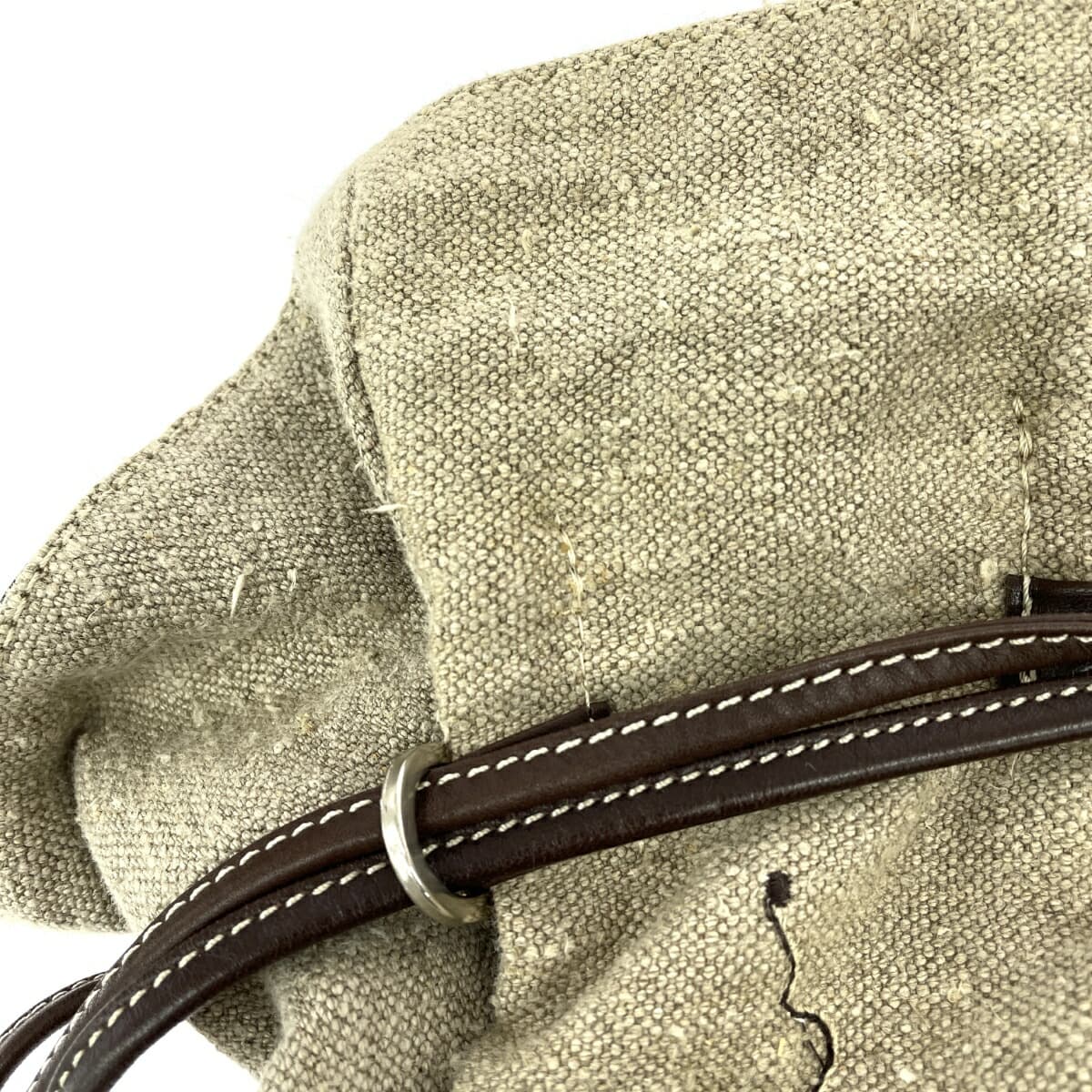 Mania drawstring tote bag made in Italy, floral pattern, embroidered canvas, beige, for ladies 10