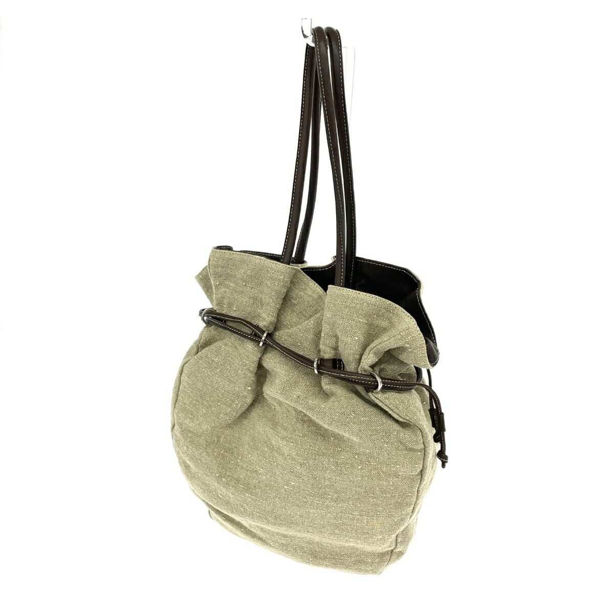 Mania drawstring tote bag made in Italy, floral pattern, embroidered canvas, beige, for ladies 3