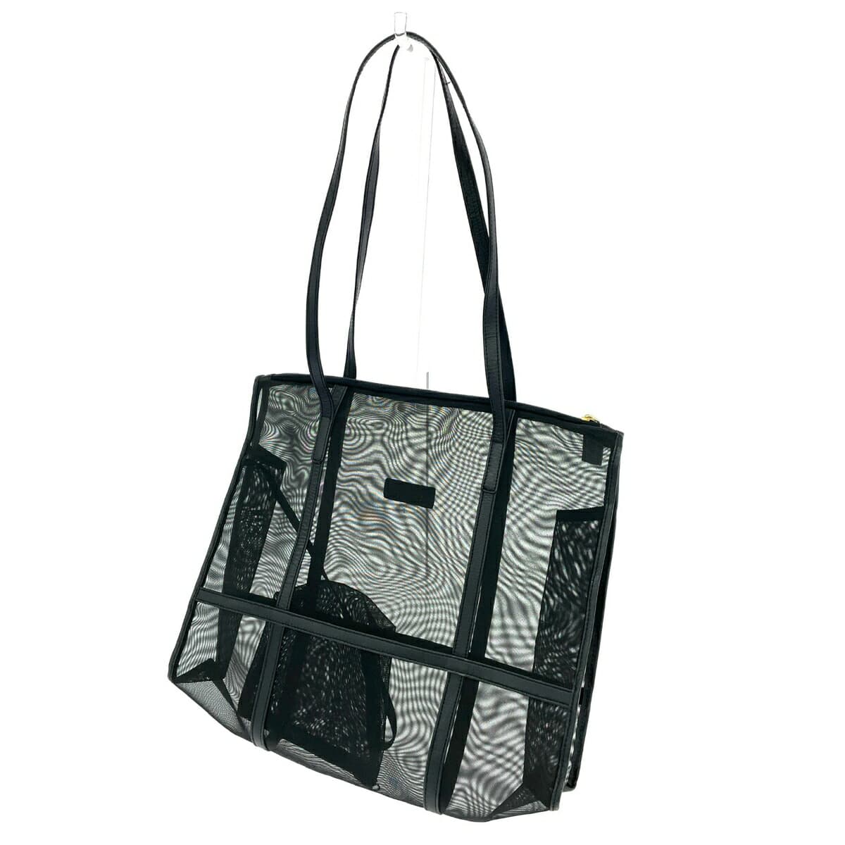 CASTELLARI Tote Bag in Good Condition, Mesh Leather, Black, Women's 3