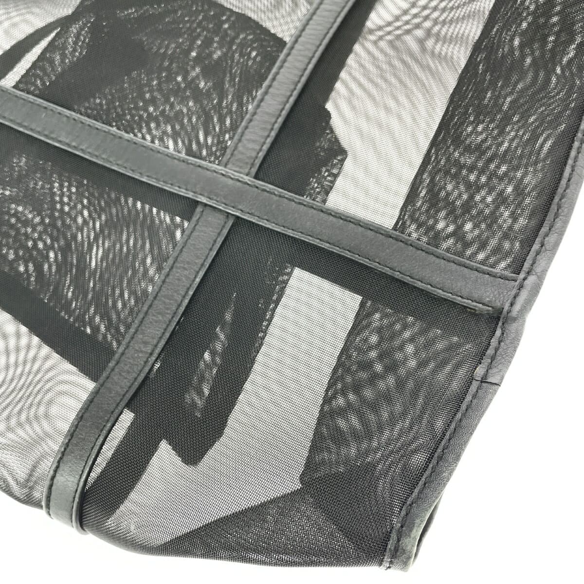 CASTELLARI Tote Bag in Good Condition, Mesh Leather, Black, Women's 7