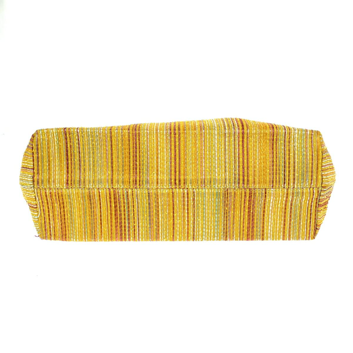 HUNTING WORLD Hunting World Handbag Stripe Pattern Woven Satin Leather Yellow Ladies 5