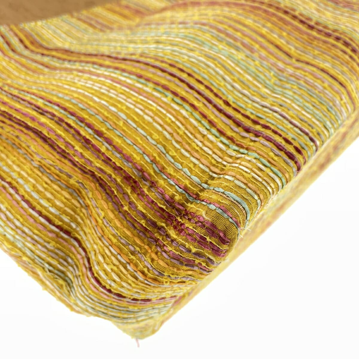 HUNTING WORLD Hunting World Handbag Stripe Pattern Woven Satin Leather Yellow Ladies 9