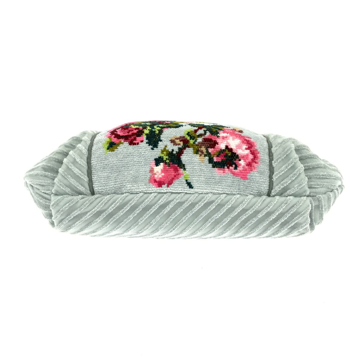 FEILER Tote Bag in Excellent Condition, Floral Pattern, Mesh, Chenille Weave, Light Gray, Gray, Ladies 5