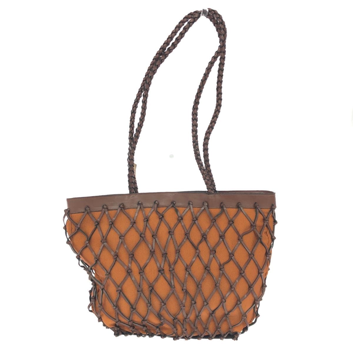 No-brand tote bag, like new, woven handle/faux leather, brown, ladies