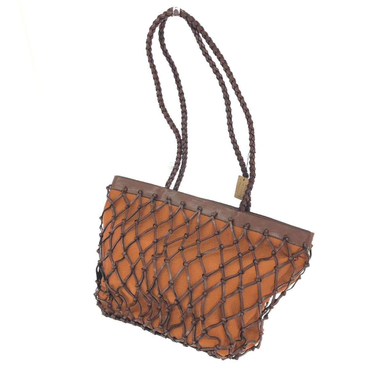 No-brand tote bag, like new, woven handle/faux leather, brown, ladies 3