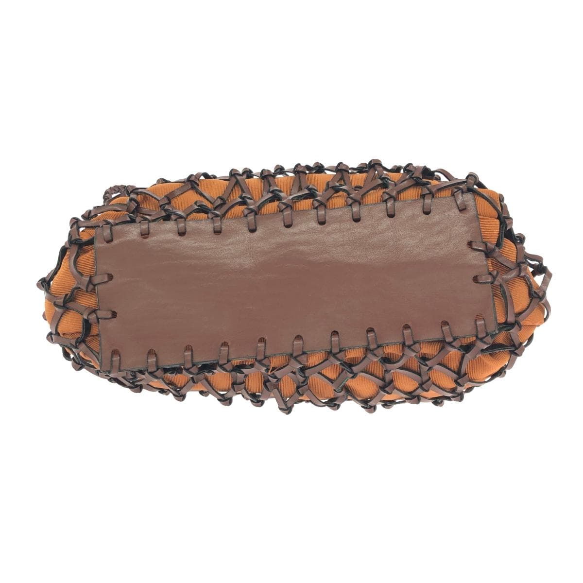 No-brand tote bag, like new, woven handle/faux leather, brown, ladies 4