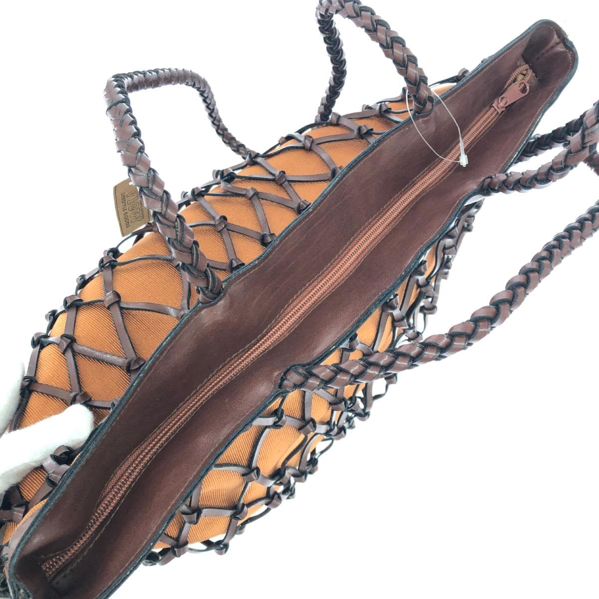 No-brand tote bag, like new, woven handle/faux leather, brown, ladies 5