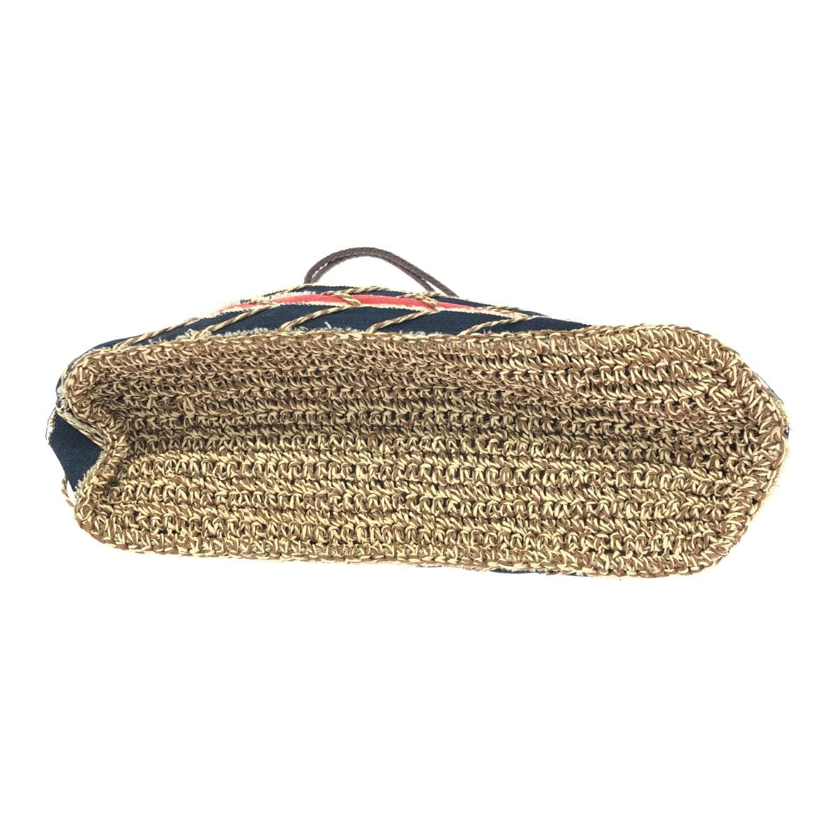 No brand wicker bag, unused, woven handle/denim, multicolor, women's 4