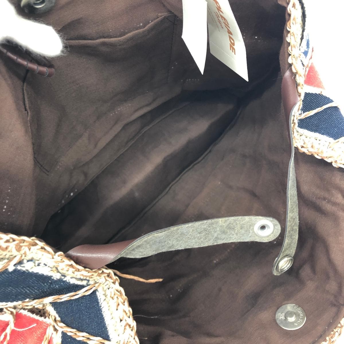 No brand wicker bag, unused, woven handle/denim, multicolor, women's 6