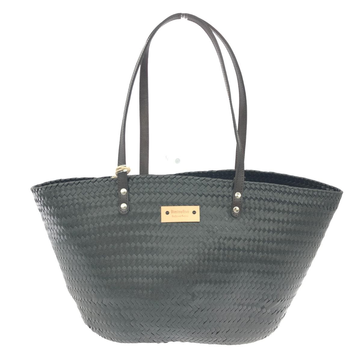 Diminutivo basket bag / synthetic palma bag unused item woven / leather handle / plastic black ladies