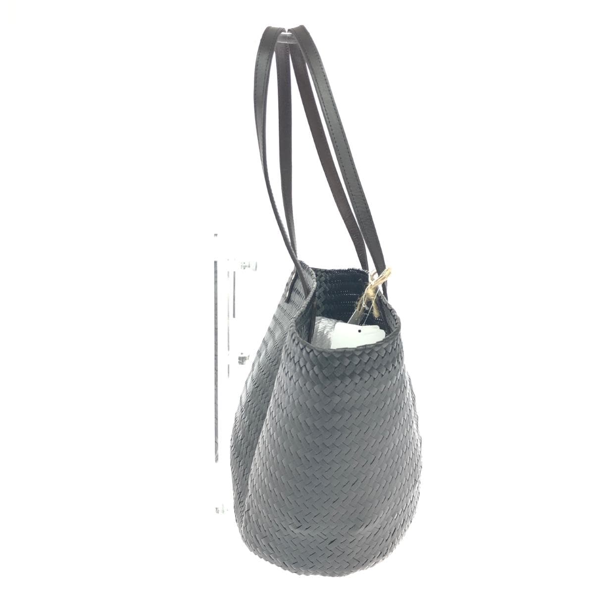 Diminutivo basket bag / synthetic palma bag unused item woven / leather handle / plastic black ladies 2