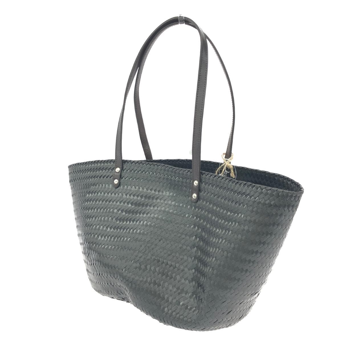 Diminutivo basket bag / synthetic palma bag unused item woven / leather handle / plastic black ladies 3