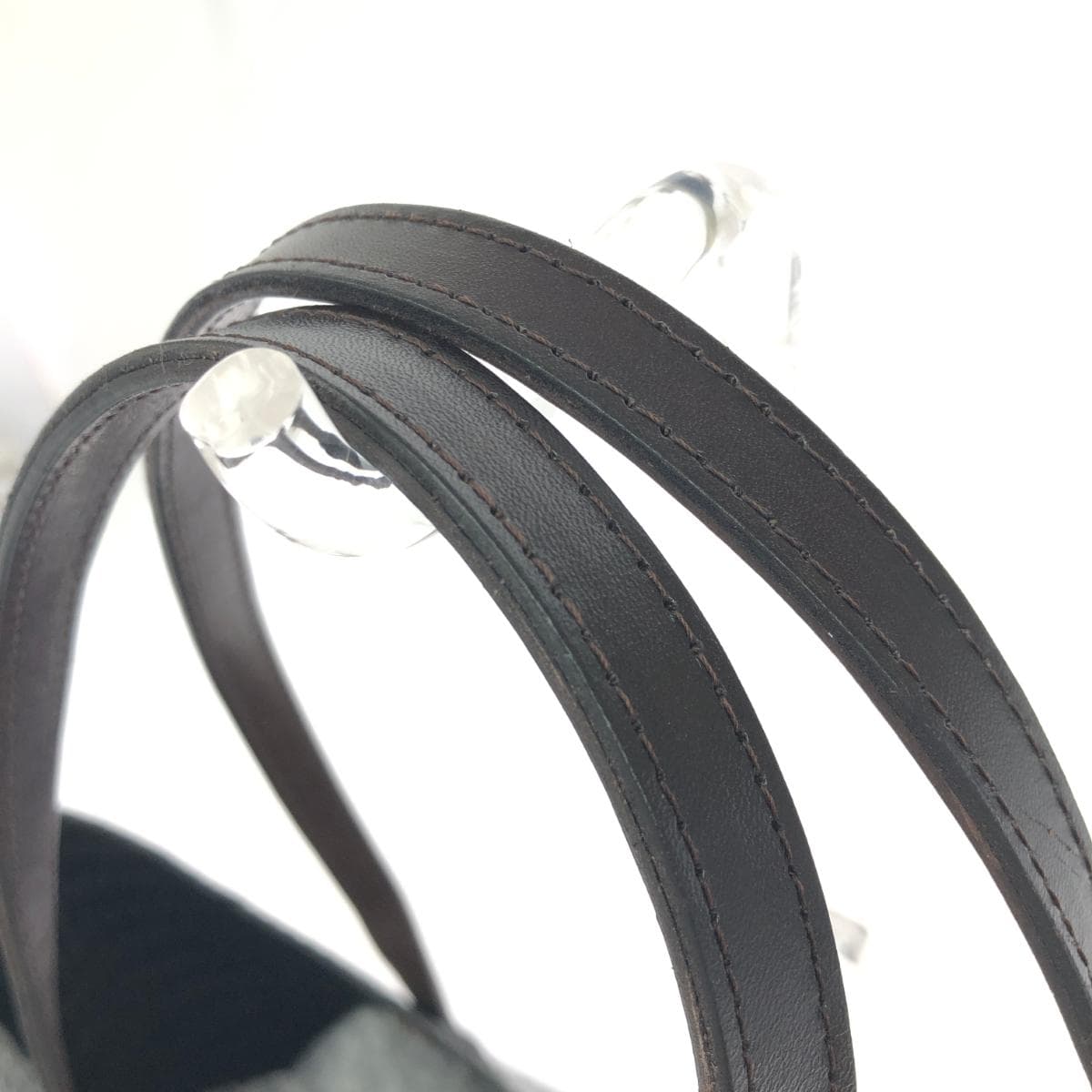 Diminutivo basket bag / synthetic palma bag unused item woven / leather handle / plastic black ladies 4