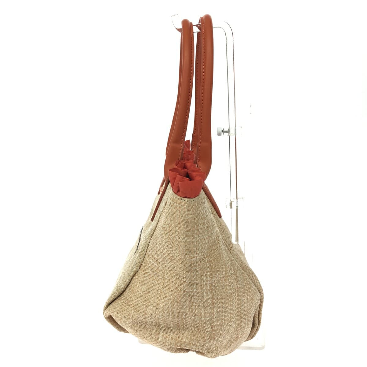 JILL by JILL STUART Summer Frill Logo Tote / Basket Bag Good Condition Logo Embroidery Beige Women's 2