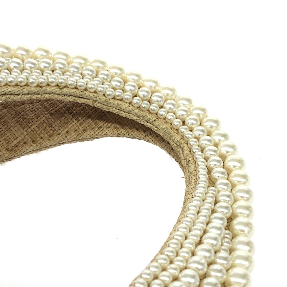 Rougeloup Rouge Rue basket bag in good condition, drawstring/fake pearl/ribbon/natural grass, beige, ladies 5