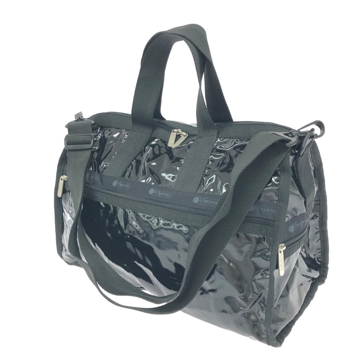 LeSportsac Boston Bag Enamel Black Ladies 3