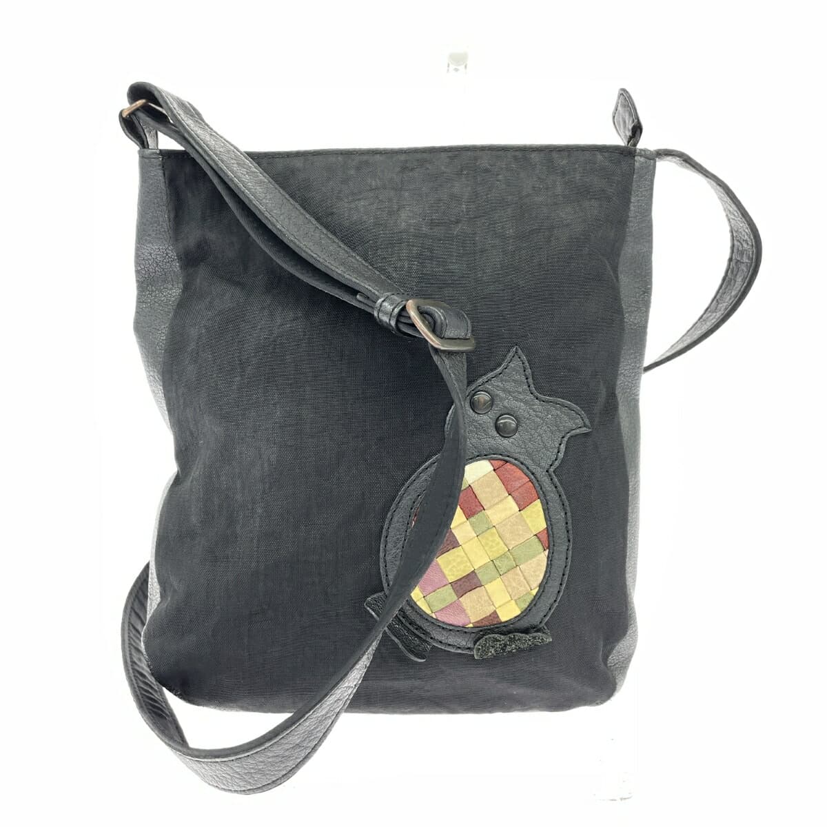 IBIZA Ibiza Shoulder Bag Good Condition Leather × Nylon Black Women's