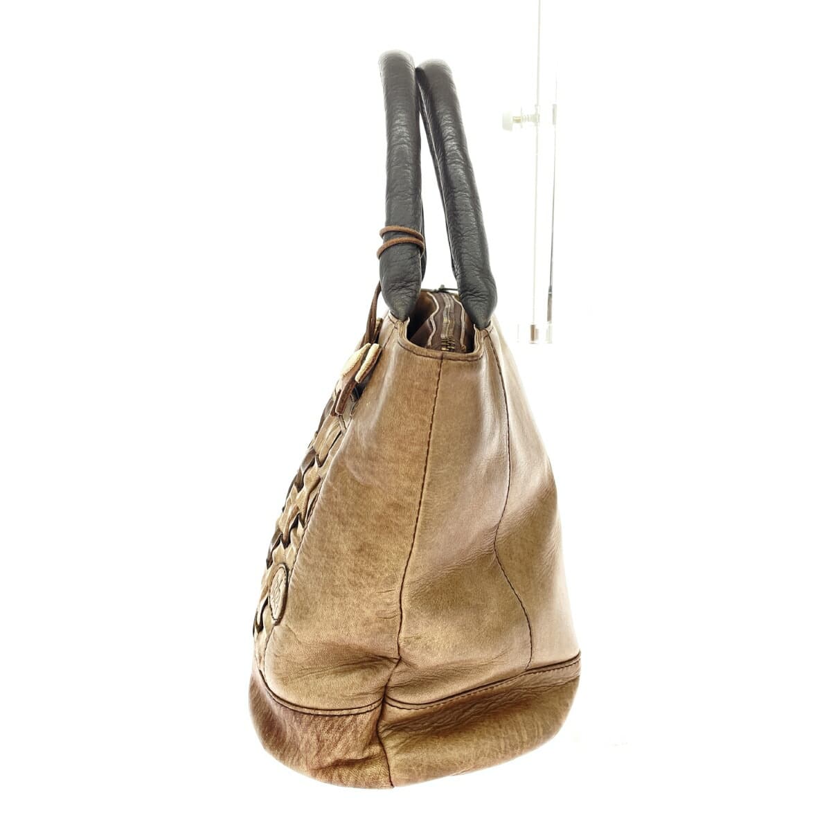 IBIZA Ibiza Handbag Leather/Woven Brown Women's 2