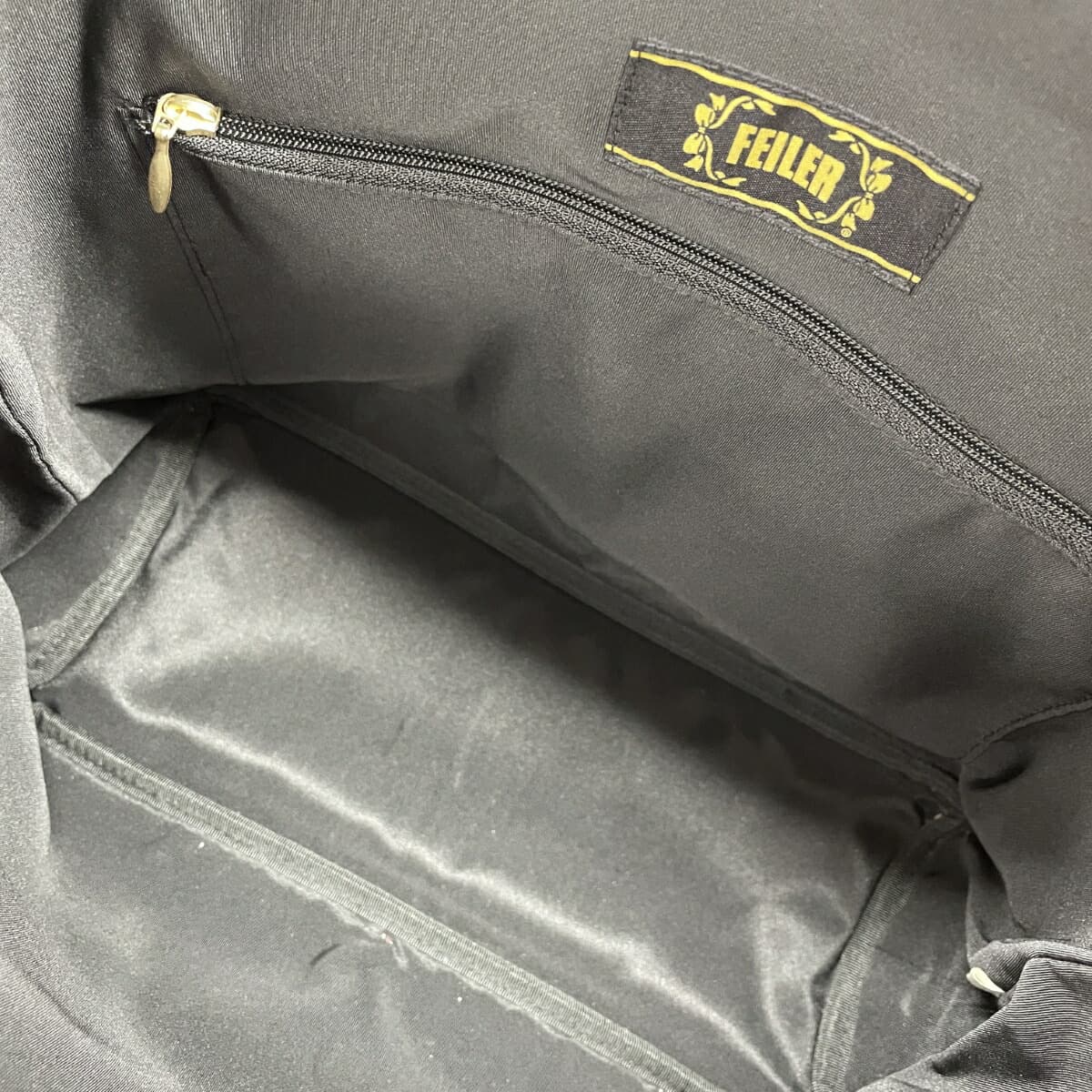 FEILER Tote Bag Chenille Weave/Rose Pattern Black Ladies 4