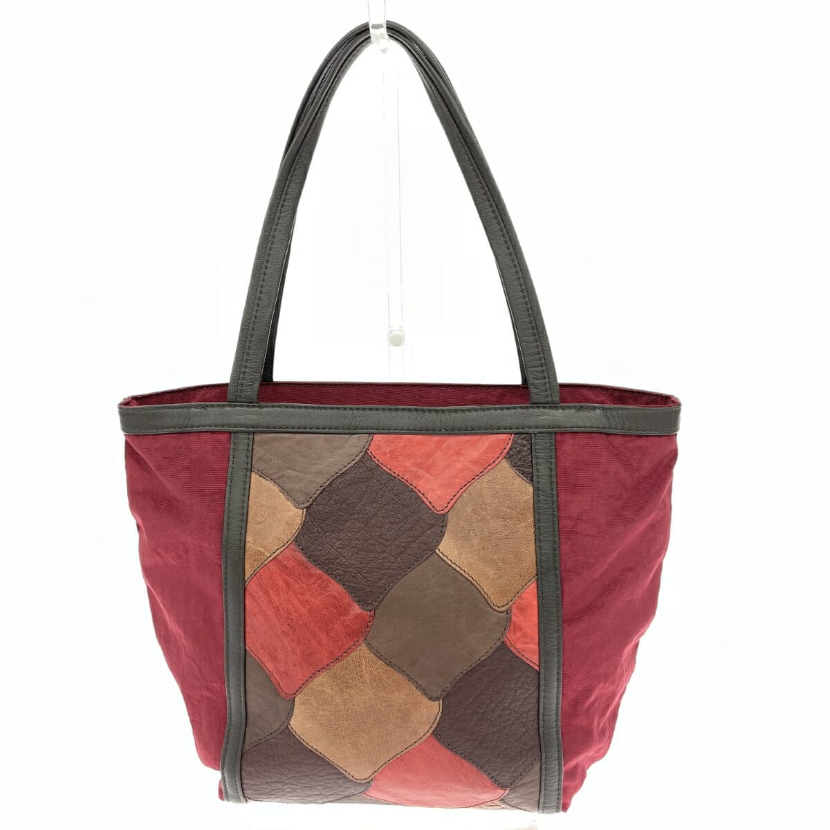 IBIZA Ibiza Tote Bag Nylon × Leather Patchwork Red Ladies