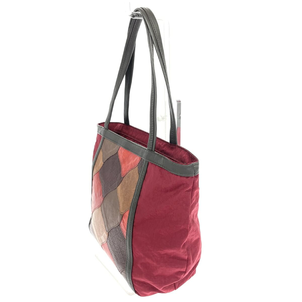 IBIZA Ibiza Tote Bag Nylon × Leather Patchwork Red Ladies 3