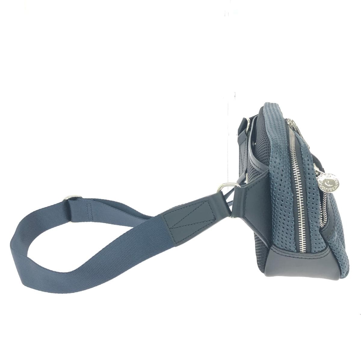 carcru Body Bag Good Condition Punching Leather Navy Men's 2