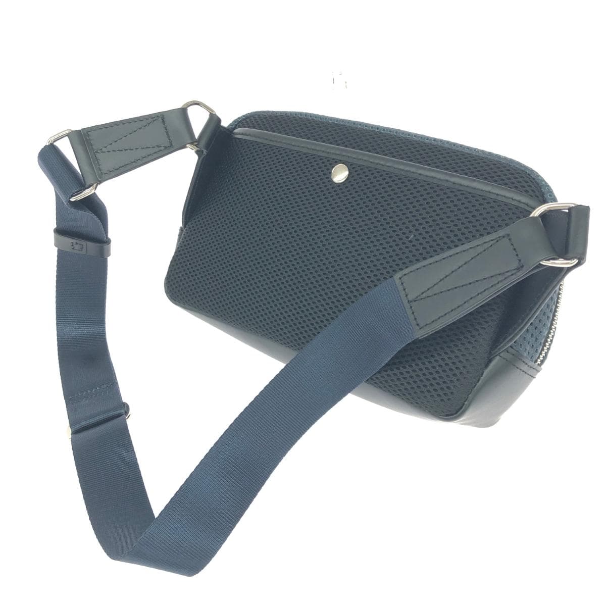 carcru Body Bag Good Condition Punching Leather Navy Men's 3