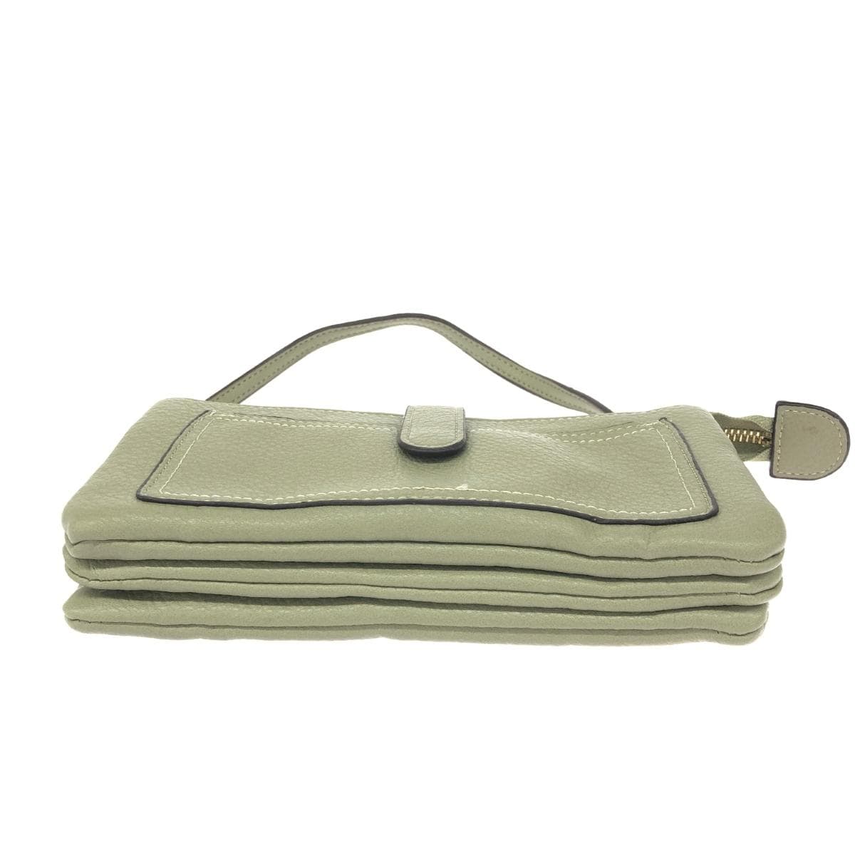 Pisoraro Pisoraro Wallet Shoulder Bag Good Condition Fake Leather/Bamboo Pull Tab/Replacement Strap Included Khaki Unisex 4