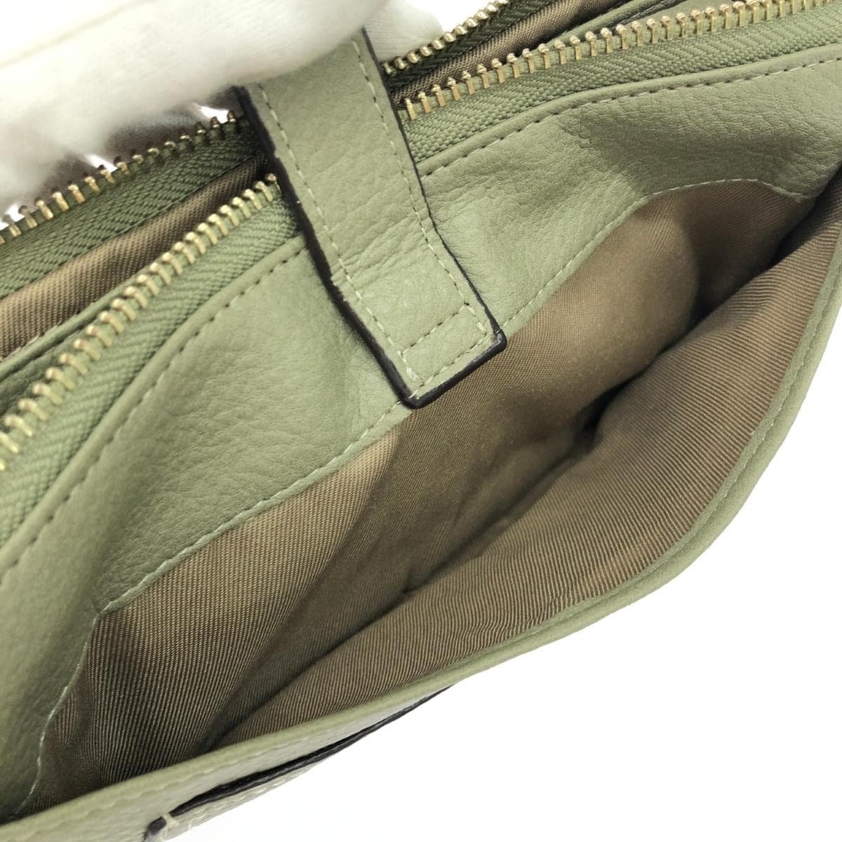 Pisoraro Pisoraro Wallet Shoulder Bag Good Condition Fake Leather/Bamboo Pull Tab/Replacement Strap Included Khaki Unisex 8
