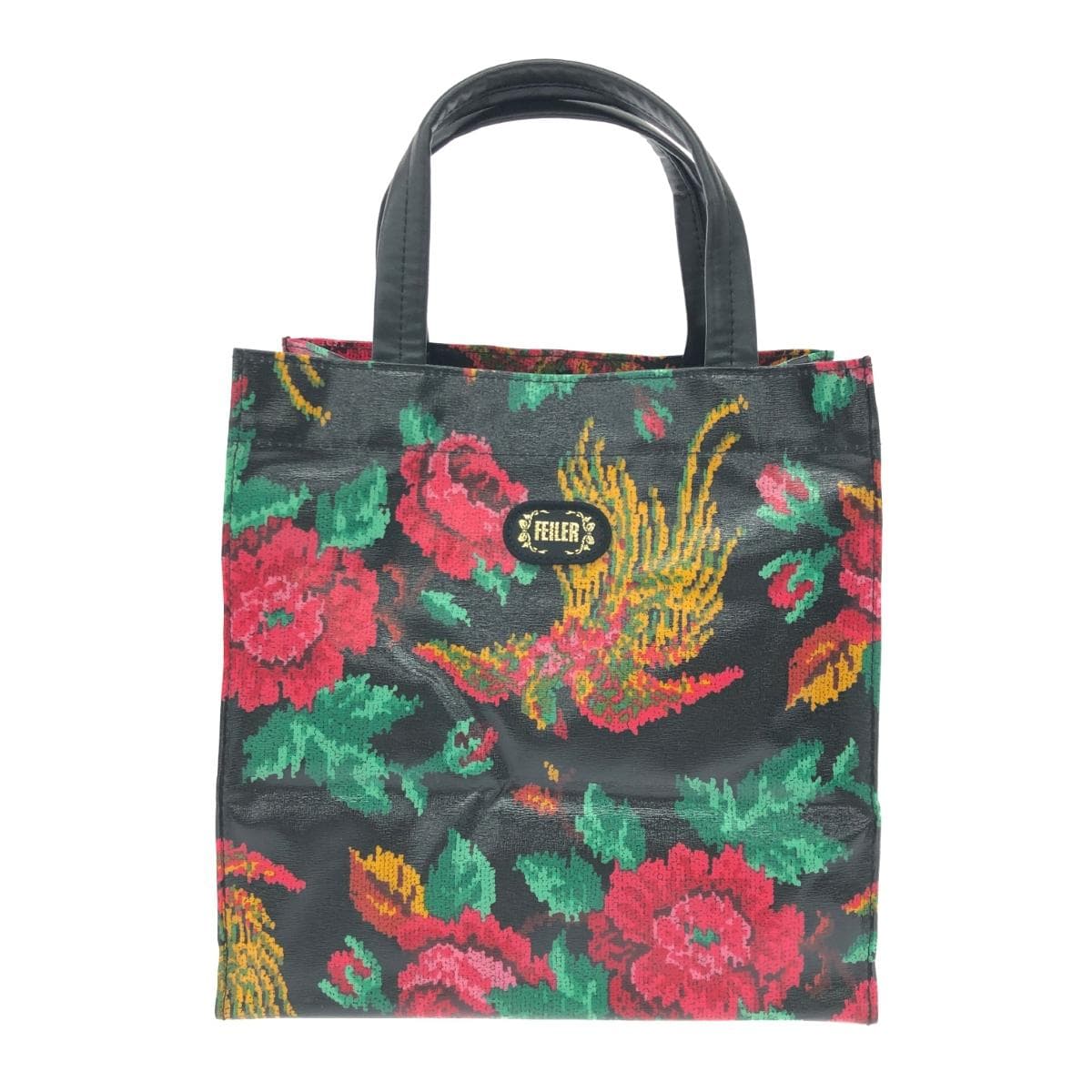 FEILER Tote Bag Good Condition Paradis/PVC Black Ladies