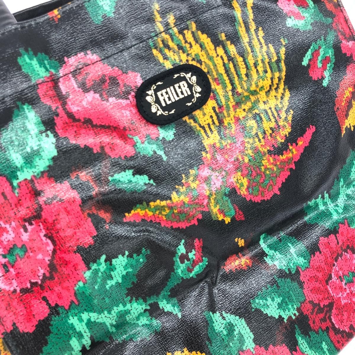 FEILER Tote Bag Good Condition Paradis/PVC Black Ladies 8