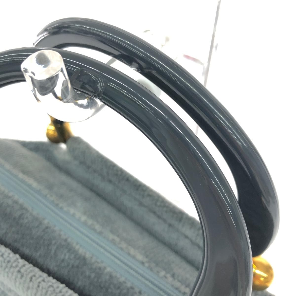 FEILER Handbag Plastic Handle / Chenille Weave Gray Women's 4