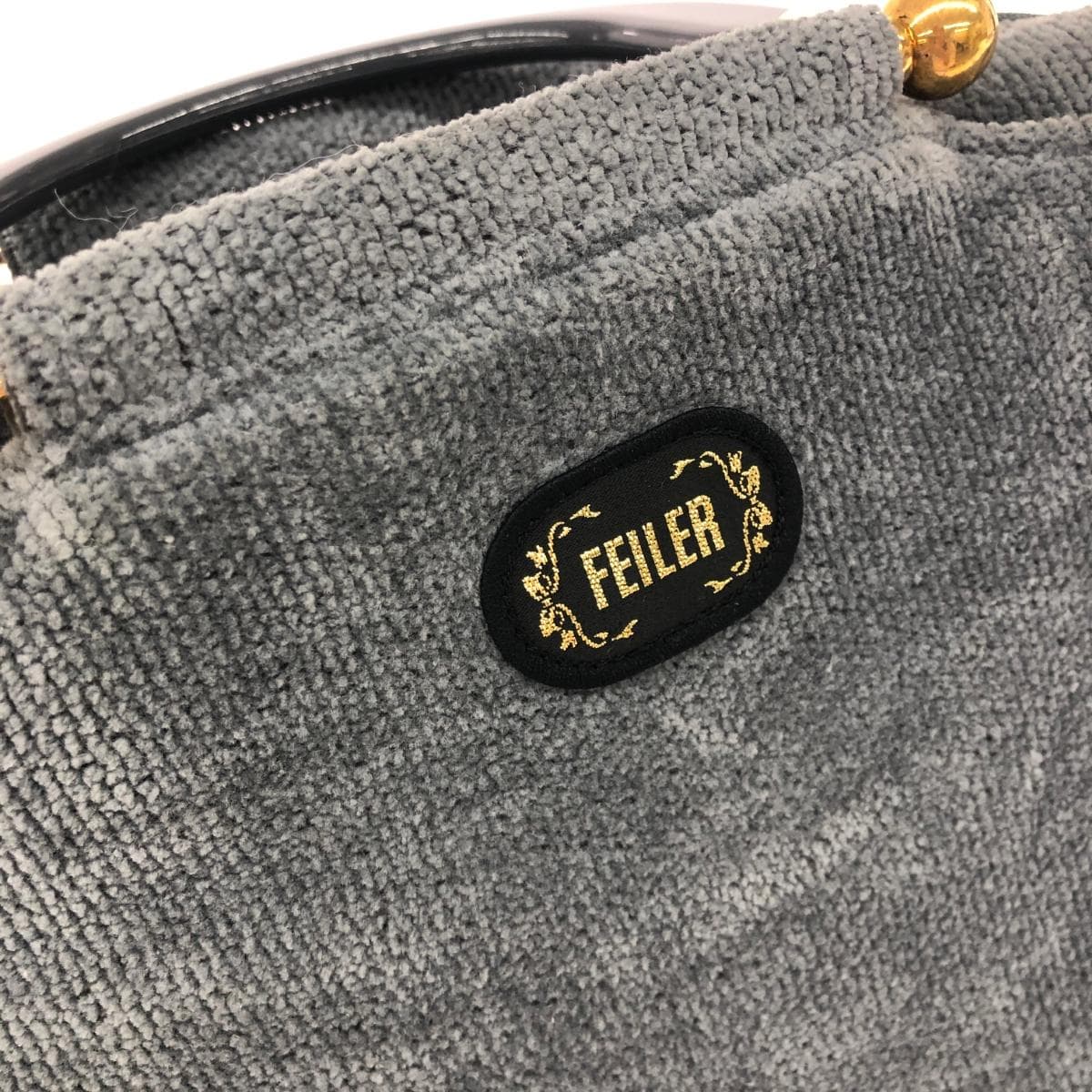 FEILER Handbag Plastic Handle / Chenille Weave Gray Women's 7