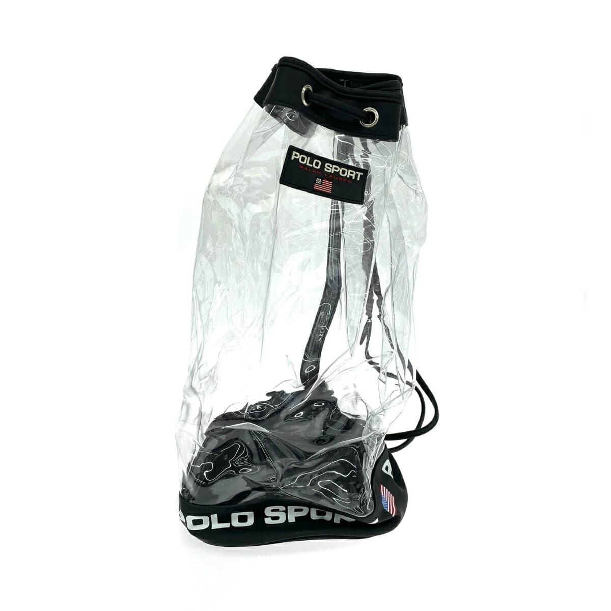 POLO SPORTS Drawstring Sling Bag Pool Bag Logo PVC Black/Clear Unisex
