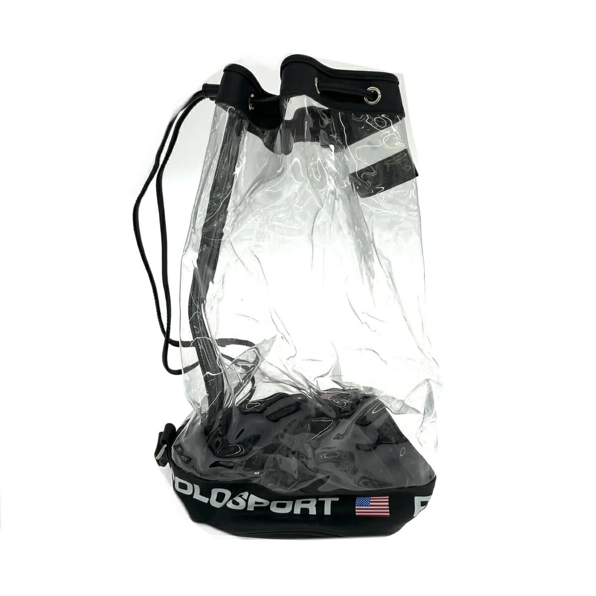 POLO SPORTS Drawstring Sling Bag Pool Bag Logo PVC Black/Clear Unisex 2