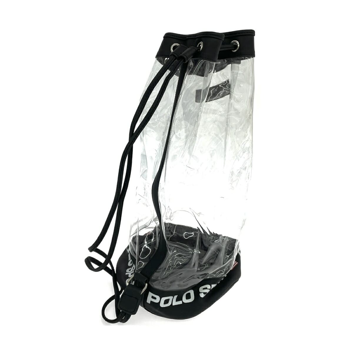 POLO SPORTS Drawstring Sling Bag Pool Bag Logo PVC Black/Clear Unisex 3