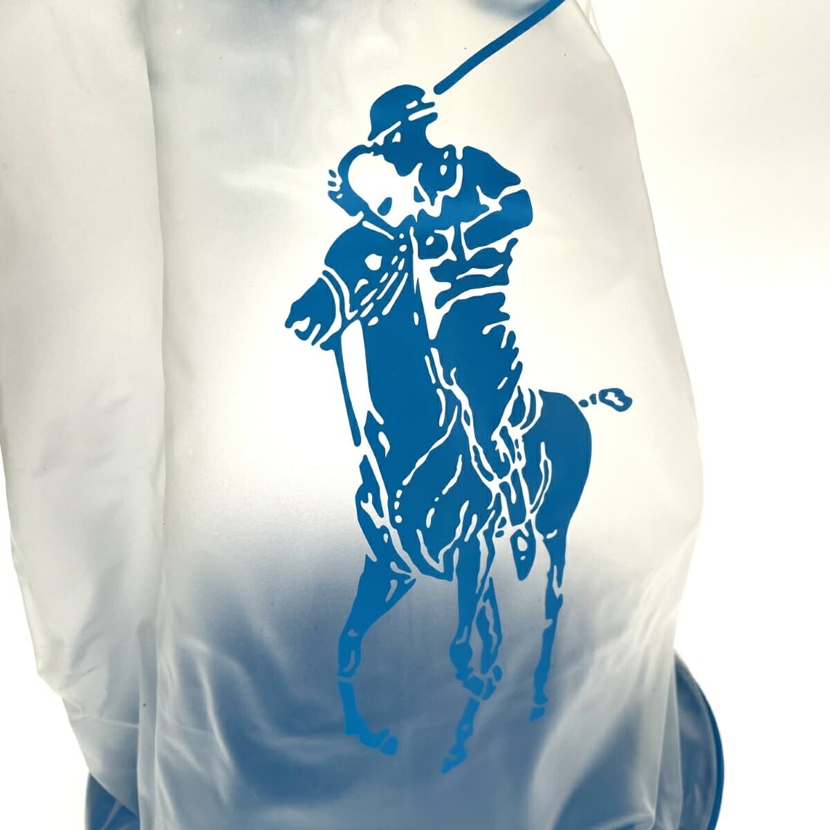 RALPH LAUREN Drawstring Sling Bag Pool Bag Logo PVC Blue Unisex 5