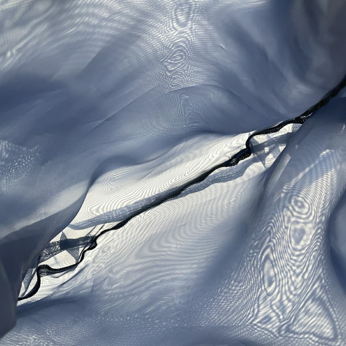 HIROKO HAYASHI Drawstring Shoulder Bag Good Condition Mesh Sheer Linen Tape Polyester Fabric Navy Women's 6