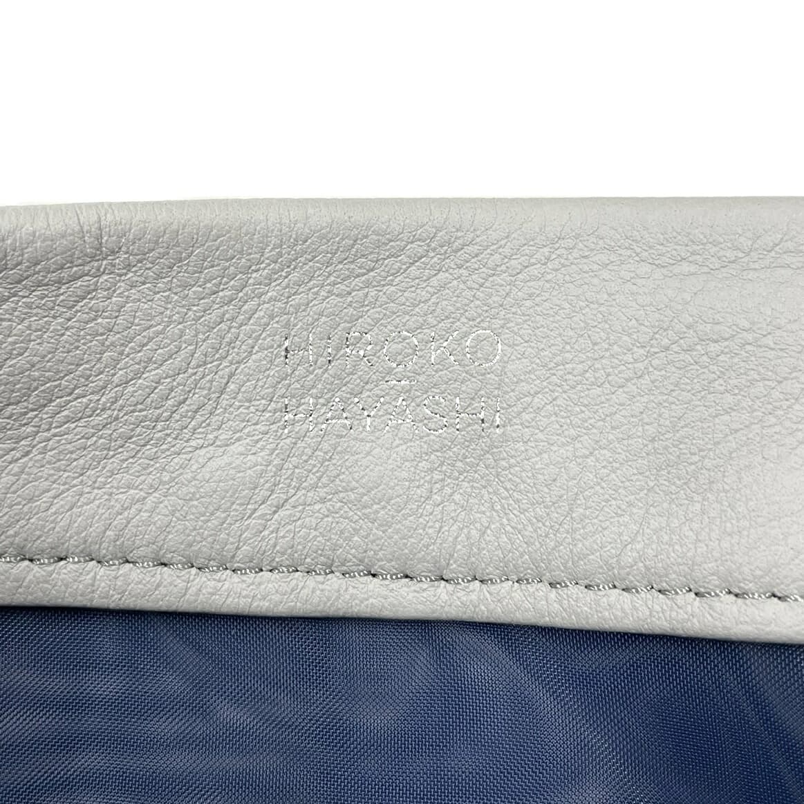 HIROKO HAYASHI Drawstring Shoulder Bag Good Condition Mesh Sheer Linen Tape Polyester Fabric Navy Women's 7