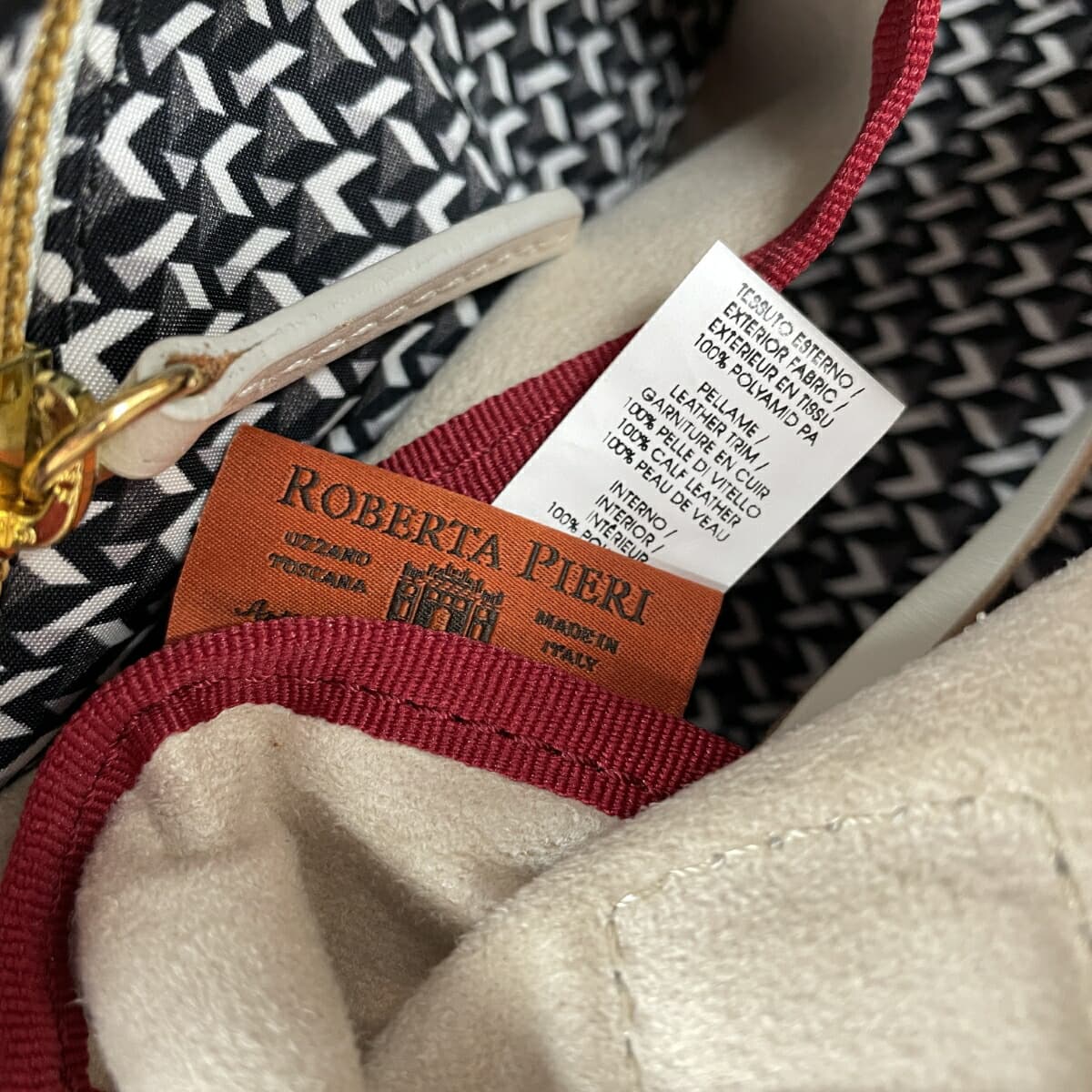 ROBERTA PIERI Mini Tote Bag Good Condition Tatami Nylon Black Ladies 8