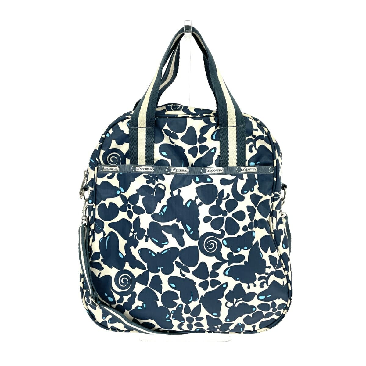 LeSportsac 2WAY tote bag in good condition, butterfly flower nylon, beige, for ladies