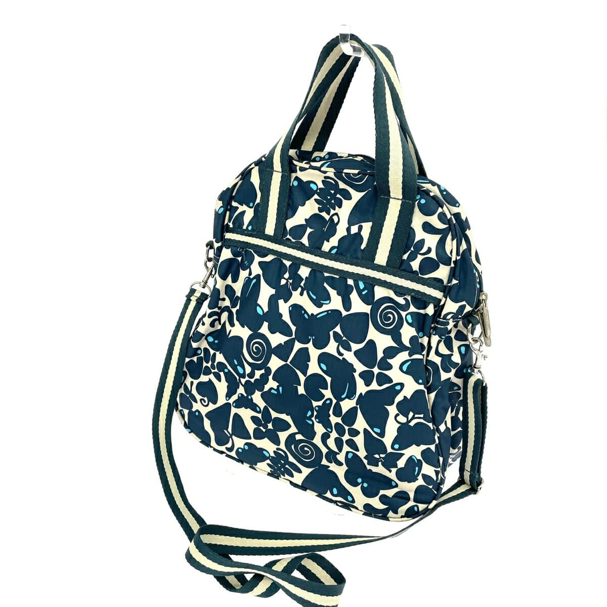 LeSportsac 2WAY tote bag in good condition, butterfly flower nylon, beige, for ladies 3