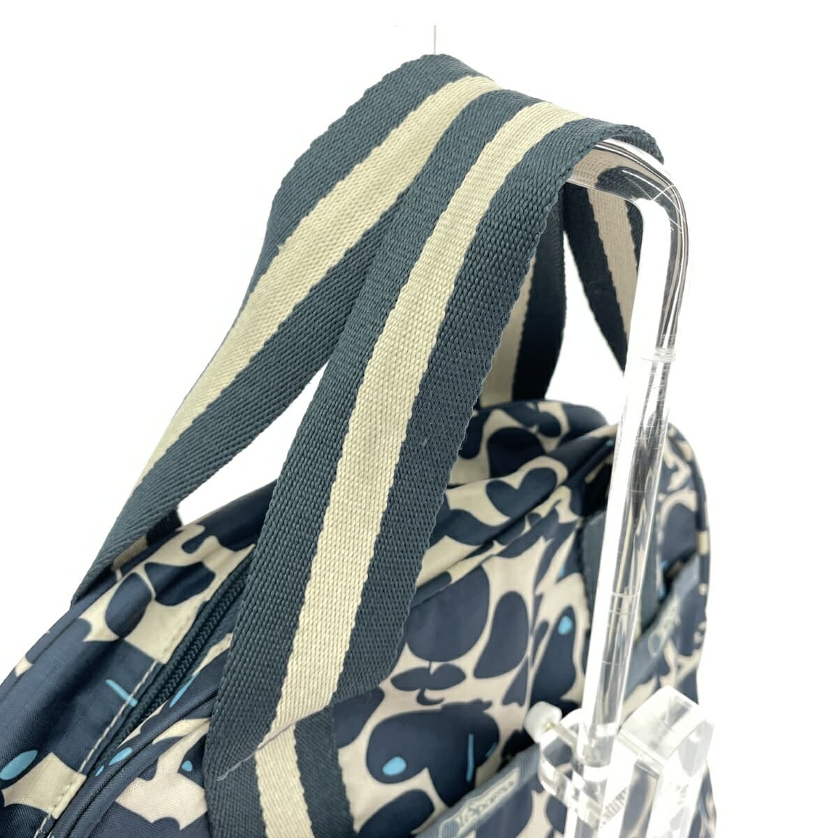 LeSportsac 2WAY tote bag in good condition, butterfly flower nylon, beige, for ladies 4