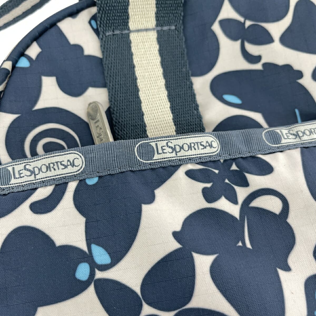 LeSportsac 2WAY tote bag in good condition, butterfly flower nylon, beige, for ladies 6